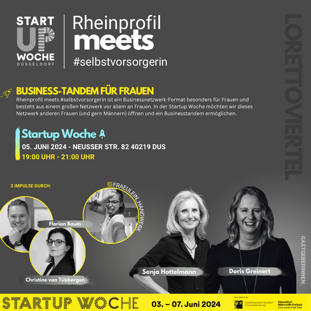 Startup Woche in Düsseldorf mit Neztwerkformat von Rheinprofil_ Business-Tandem Sonja Hottelmann